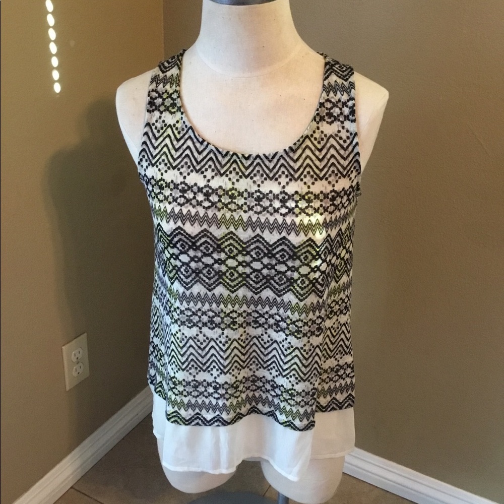 Princess Vera Wang cream/black sleeveless top EUC
